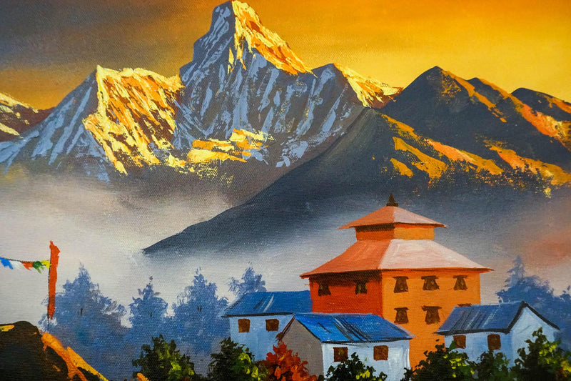 Everest Range with Ama Dablam original handmade painting - Himalayas Shop