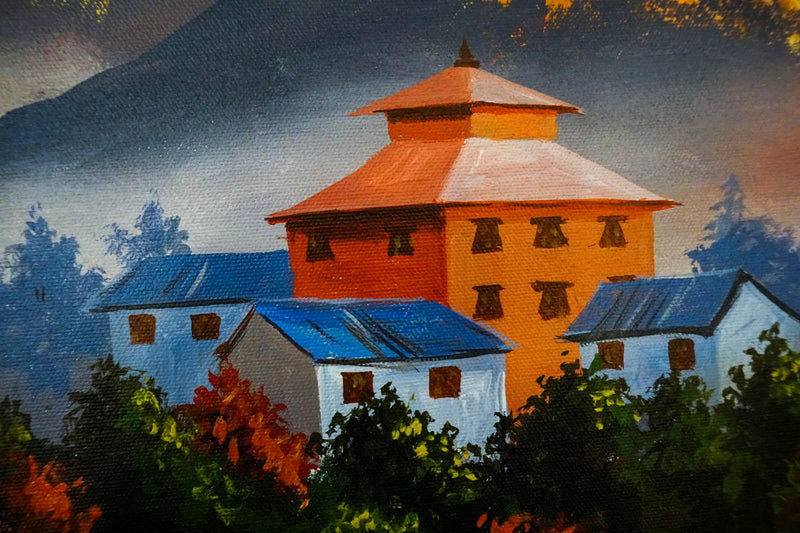Everest Range with Ama Dablam original handmade painting - Himalayas Shop