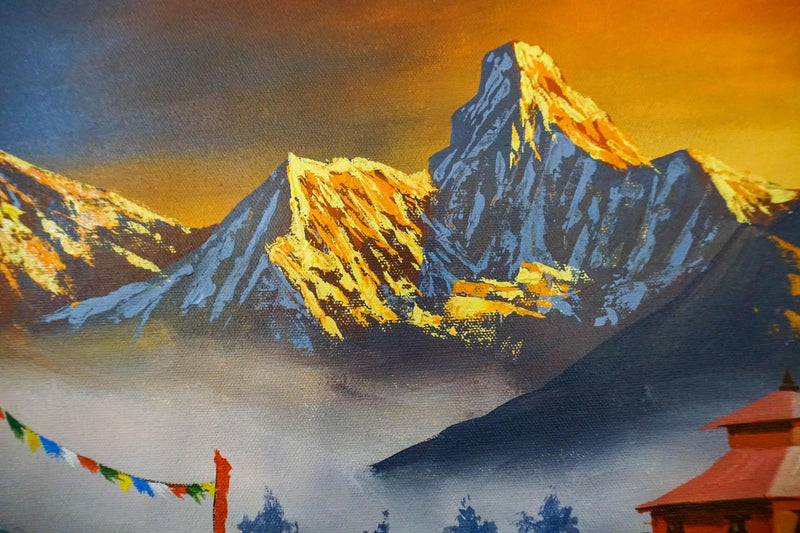 Everest Range with Ama Dablam original handmade painting - Himalayas Shop