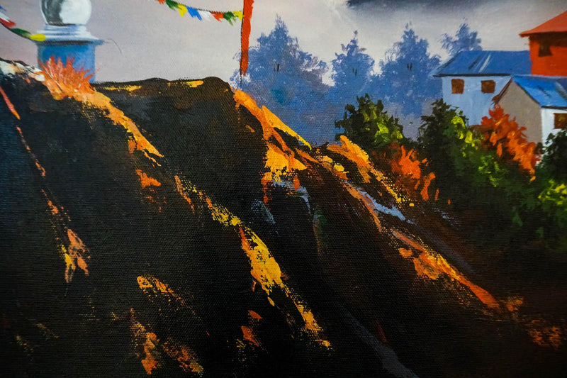 Everest Range with Ama Dablam original handmade painting - Himalayas Shop