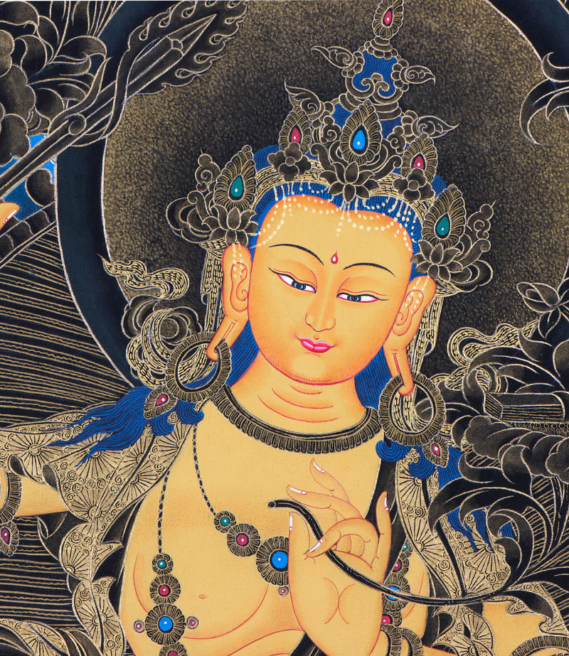 Manjushri Thangka Painting - Handpainted by skillfull artisan - Himalayas Shop