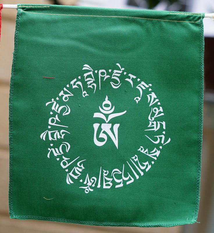 Green Om Praying Flag