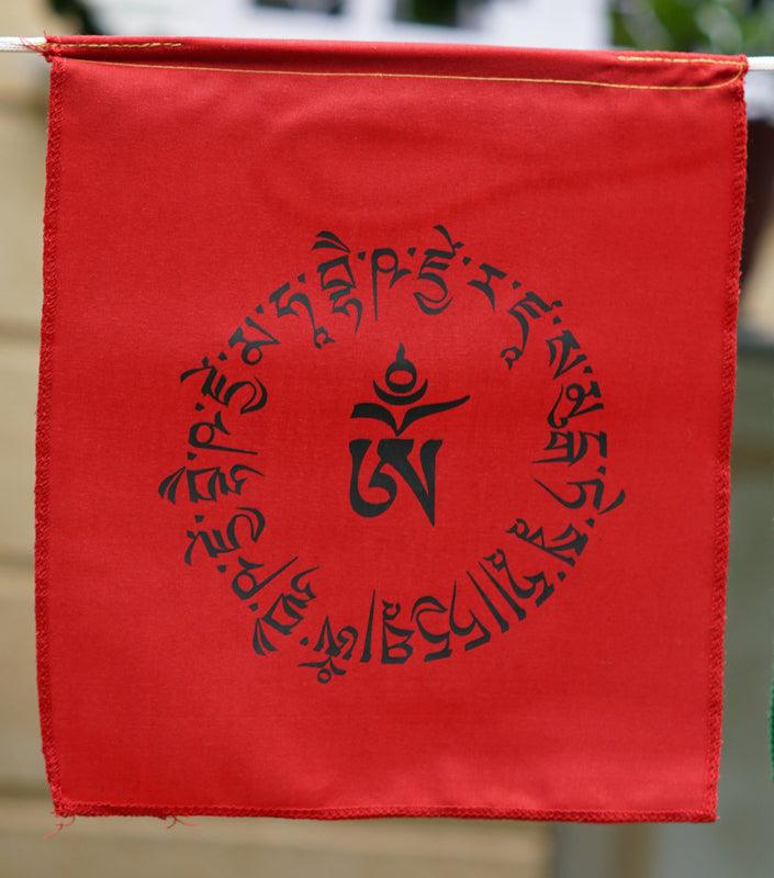 Red Om Praying Flag