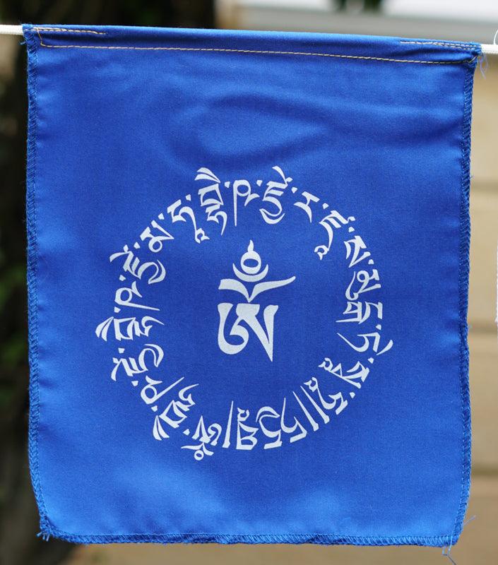 Blue Om Praying Flag