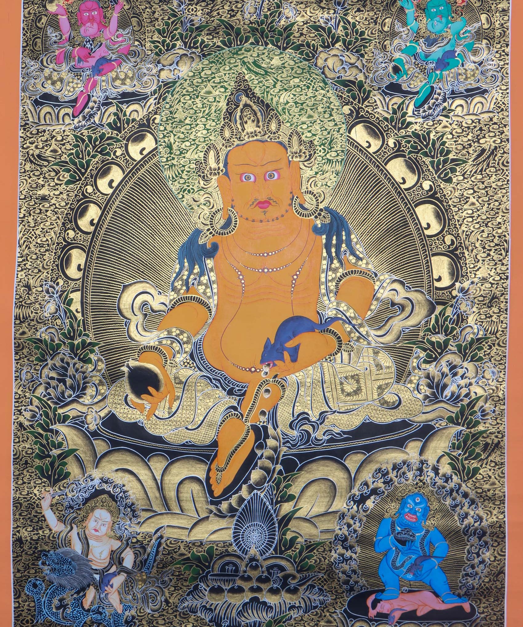 Pancha Zambala thangka art - Handpainted Thangka Painting - Himalayas Shop