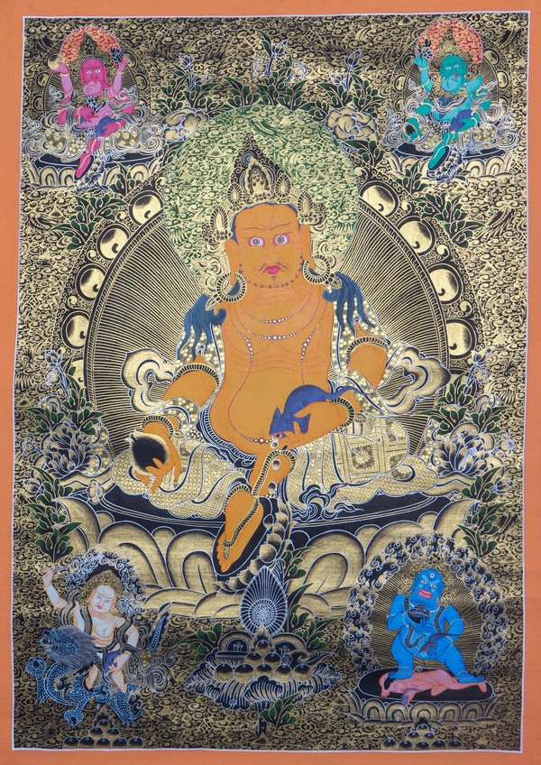 Pancha Zambala thangka art - Handpainted Thangka Painting - Himalayas Shop