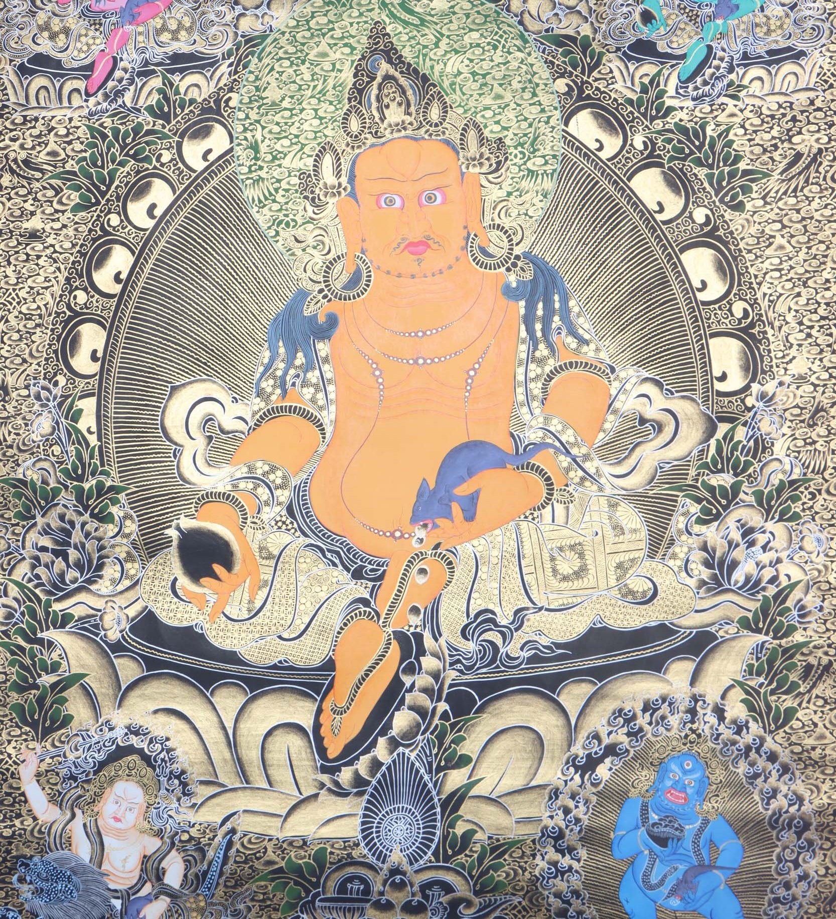 Pancha Zambala thangka art - Handpainted Thangka Painting - Himalayas Shop