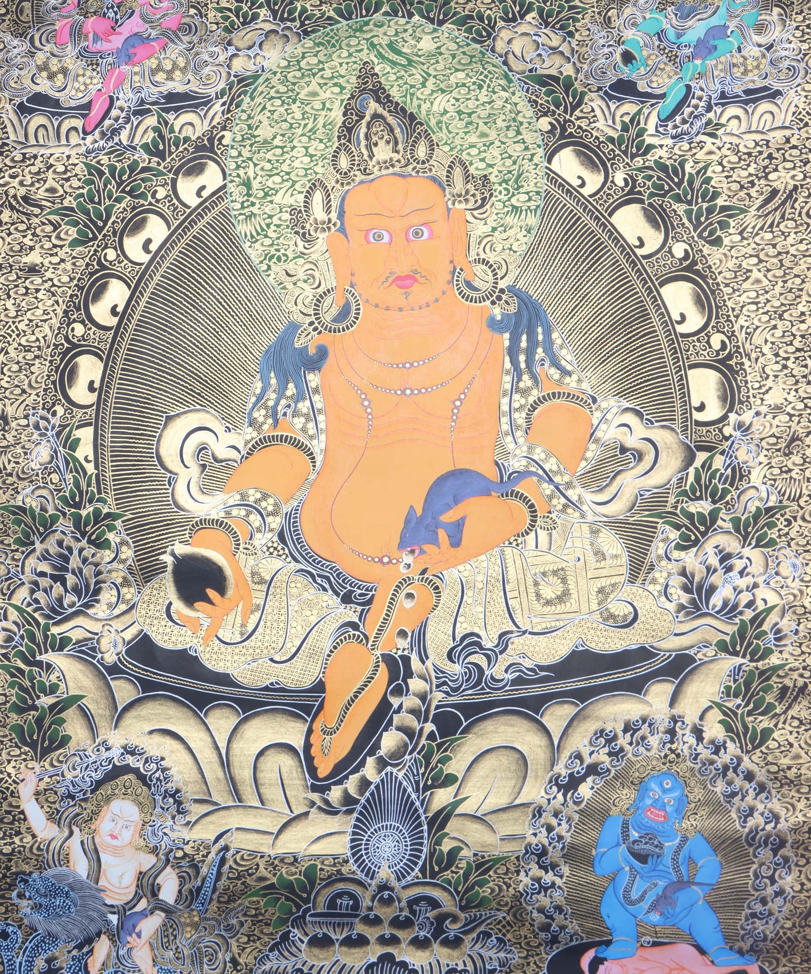 Pancha Zambala thangka art - Handpainted Thangka Painting - Himalayas Shop