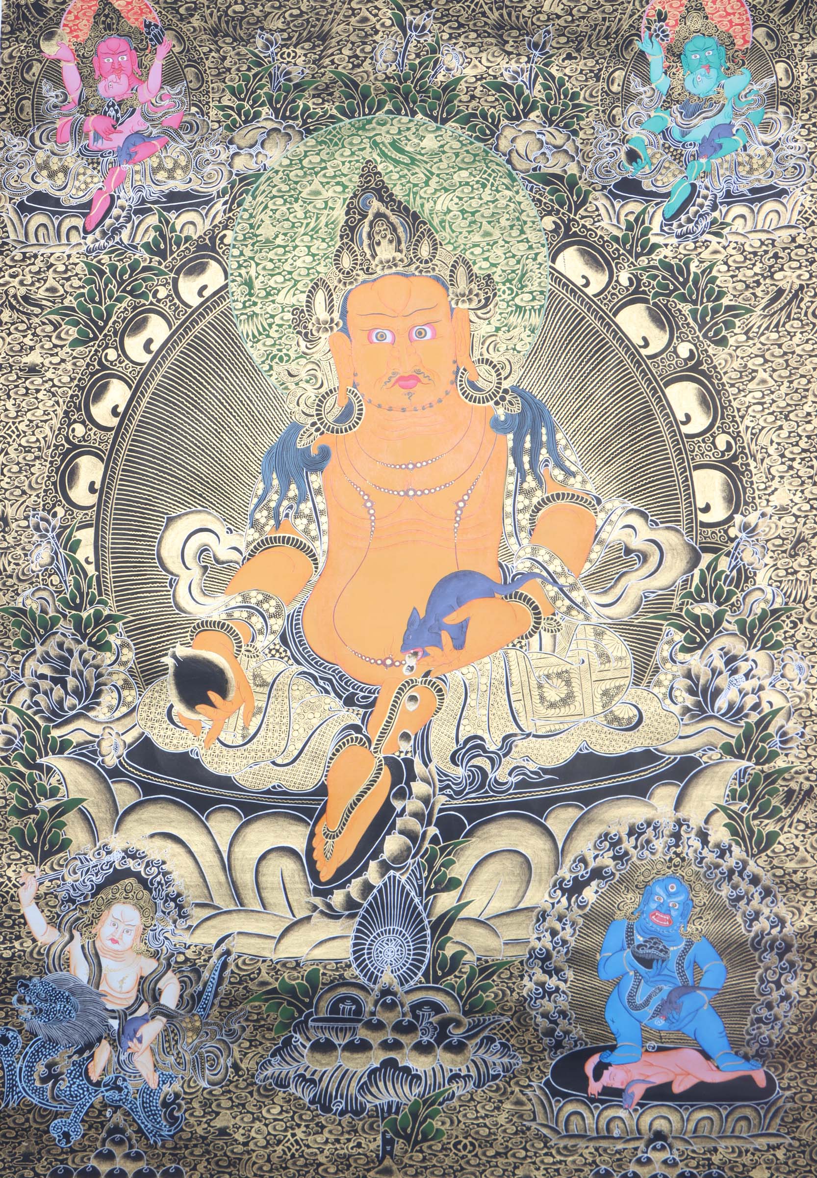 Pancha Zambala thangka art - Handpainted Thangka Painting - Himalayas Shop