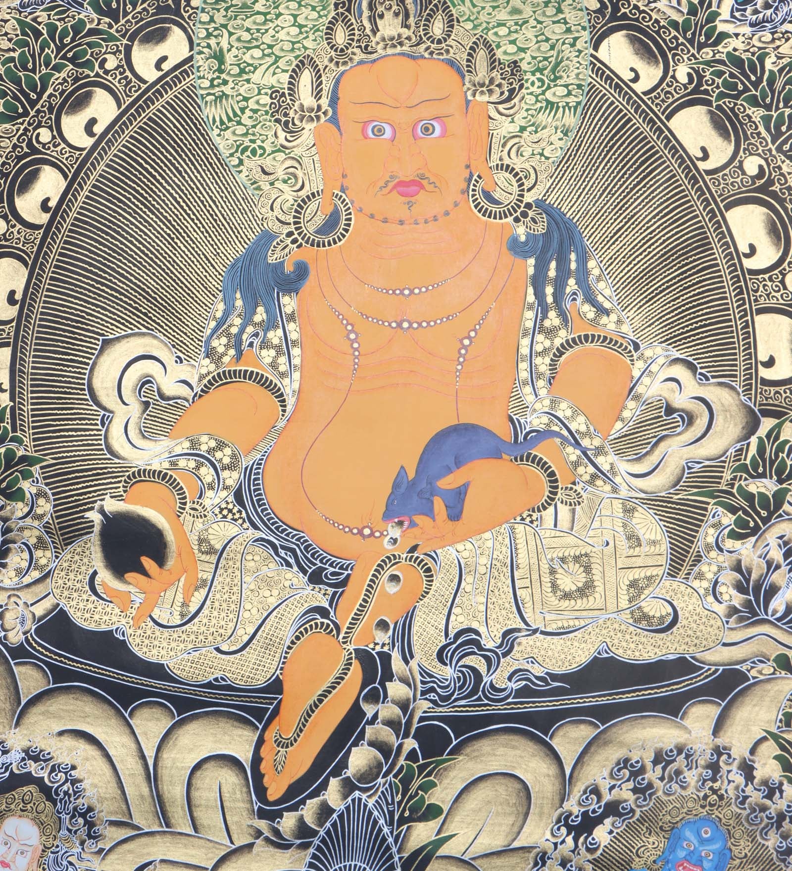 Pancha Zambala thangka art - Handpainted Thangka Painting - Himalayas Shop