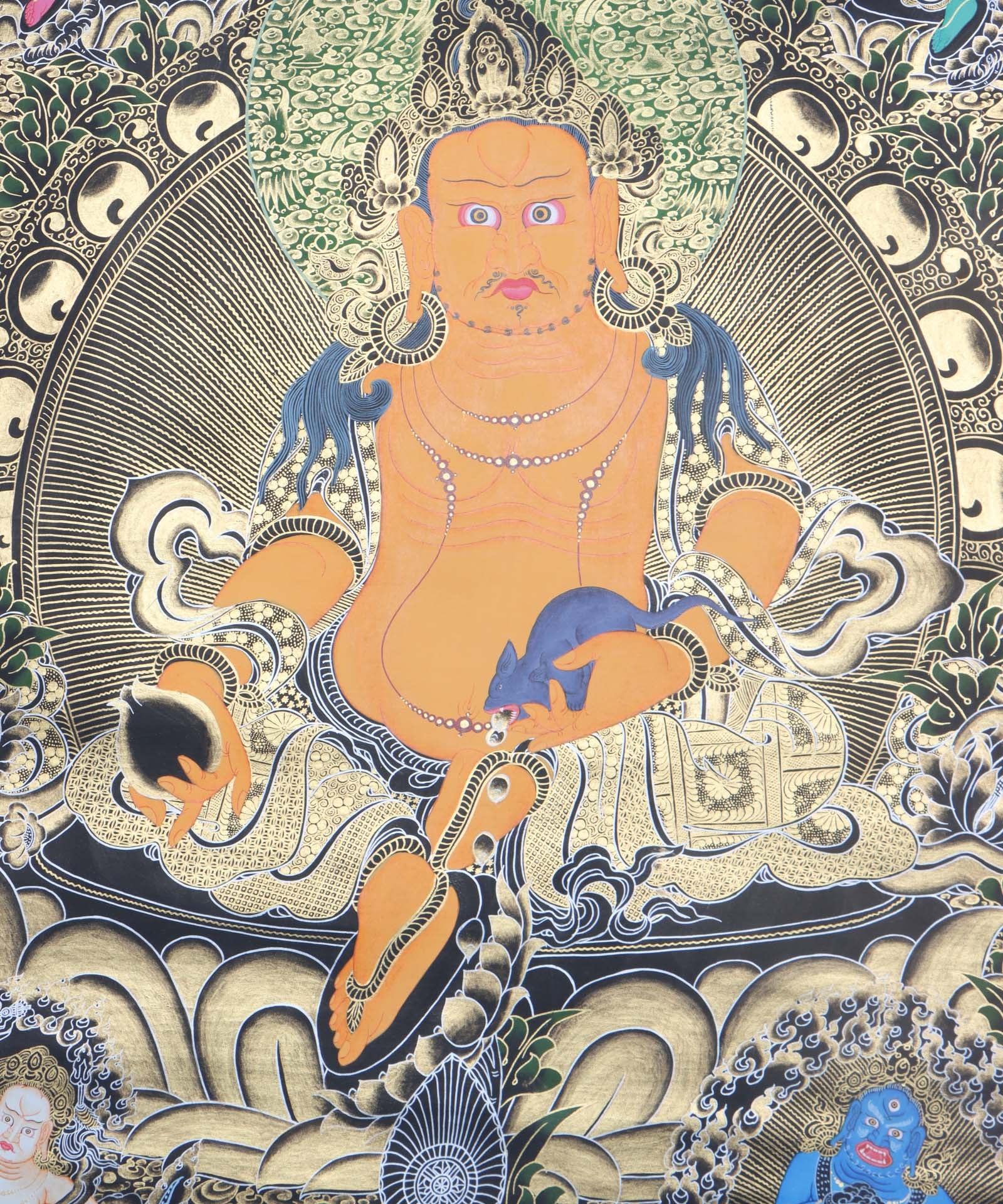 Pancha Zambala thangka art - Handpainted Thangka Painting - Himalayas Shop