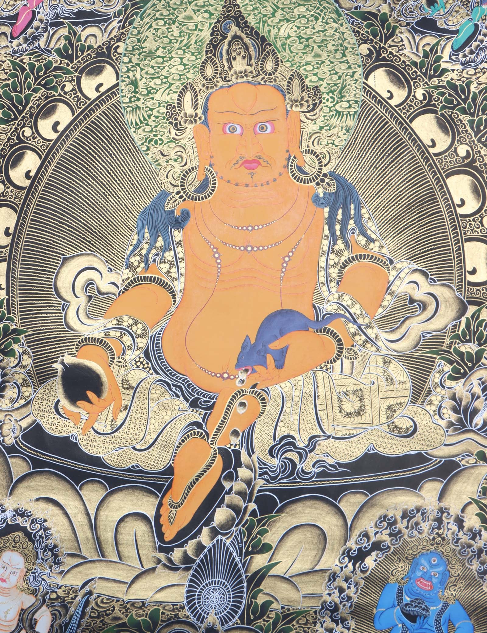 Pancha Zambala thangka art - Handpainted Thangka Painting - Himalayas Shop