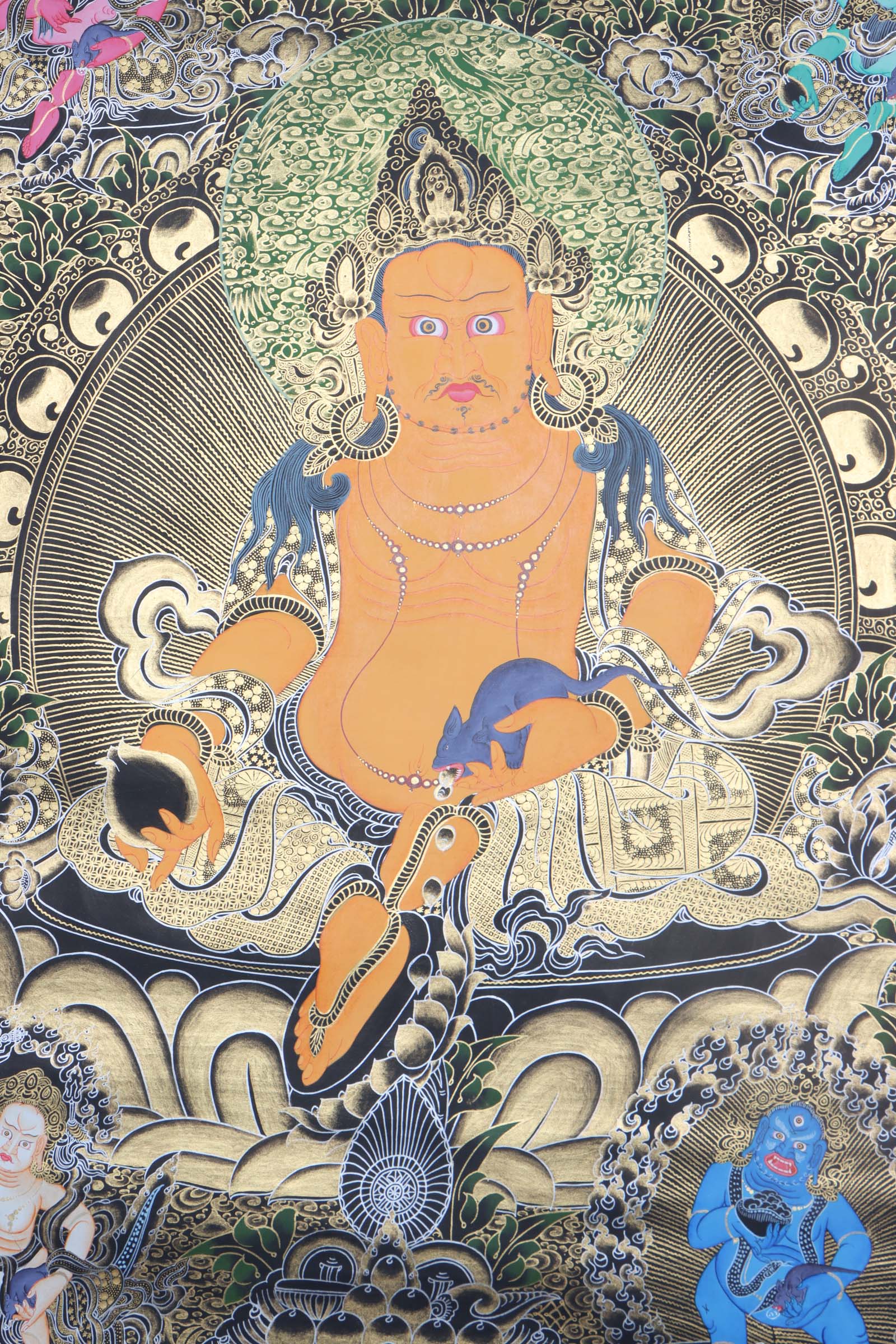 Pancha Zambala thangka art - Handpainted Thangka Painting - Himalayas Shop