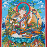 Saraswati Thangka Painting - Handpainted Thangka Art - Himalayas Shop