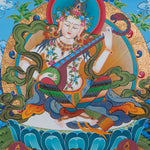 Saraswati Thangka Painting - Handpainted Thangka Art - Himalayas Shop