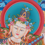 Saraswati Thangka Painting - Handpainted Thangka Art - Himalayas Shop