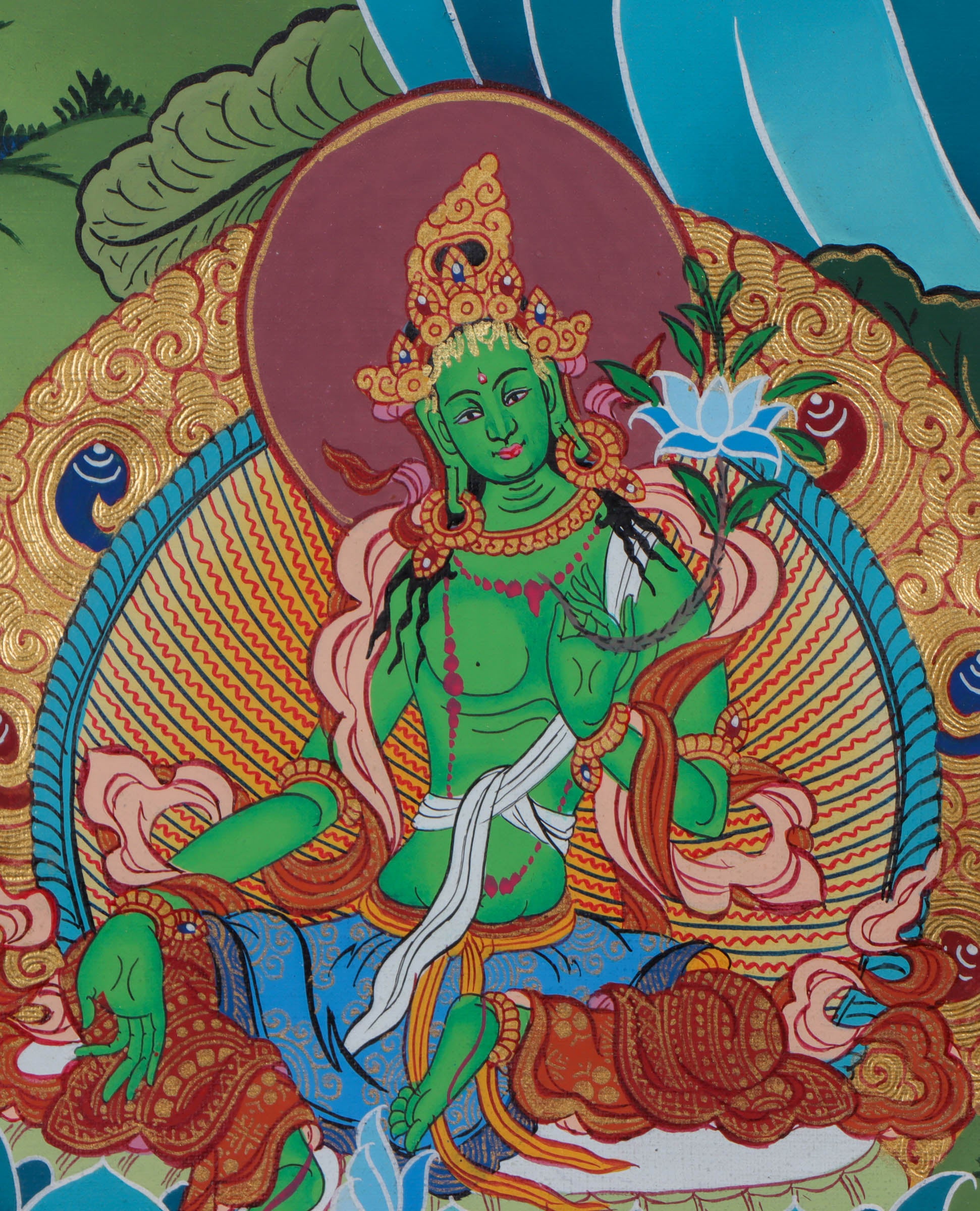 Saraswati Thangka Painting - Handpainted Thangka Art - Himalayas Shop