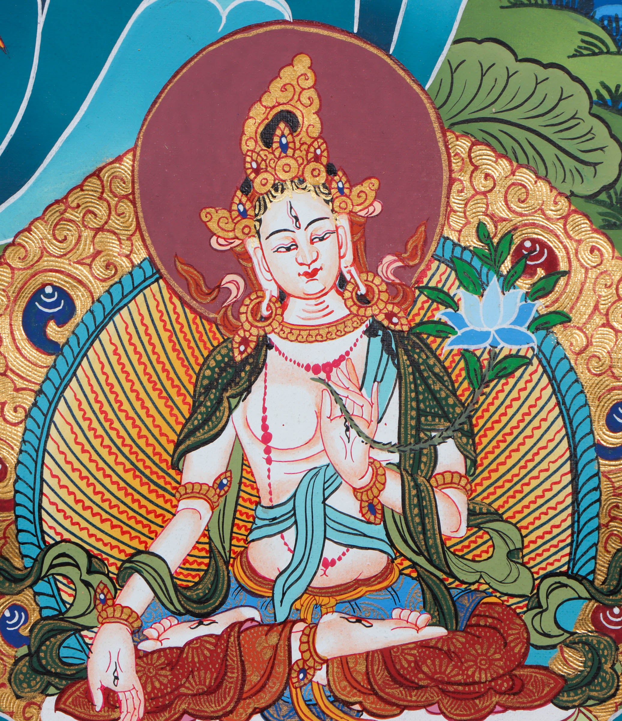 Saraswati Thangka Painting - Handpainted Thangka Art - Himalayas Shop