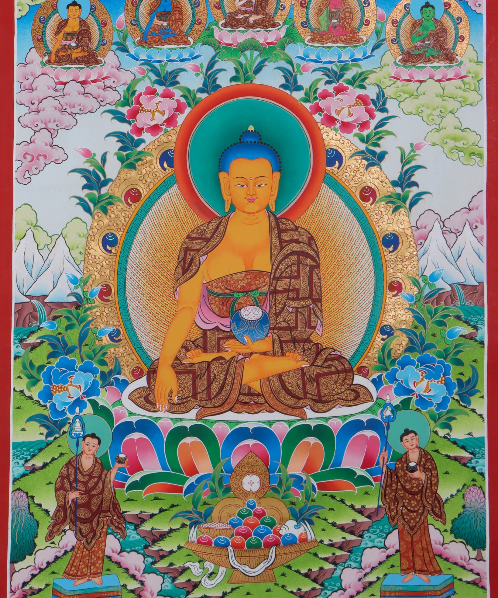 Shakyamuni Buddha Thangka Painting-5 Buddha Painting for wall hanging