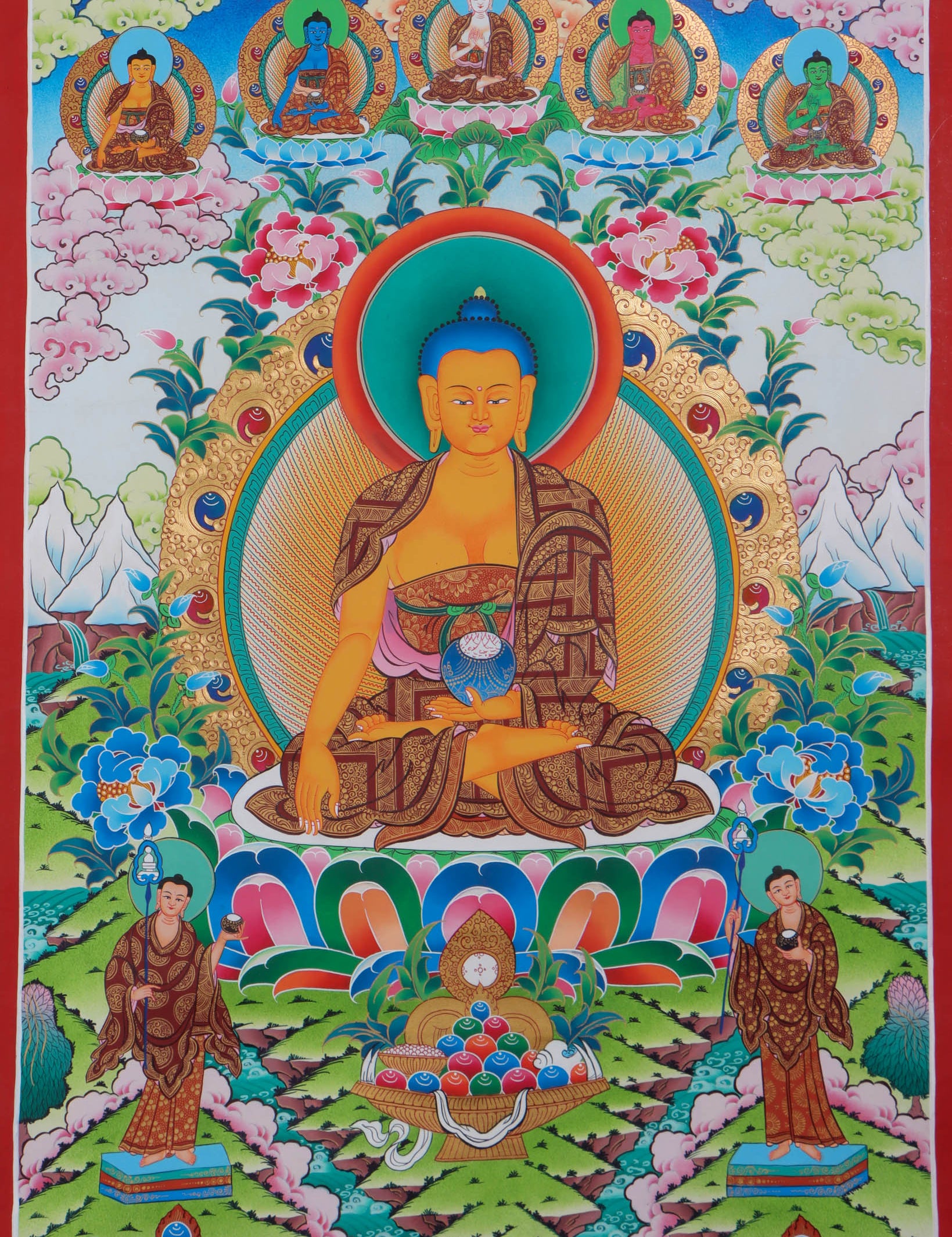 Shakyamuni Buddha Thangka Painting-5 Buddha Painting for wall hanging