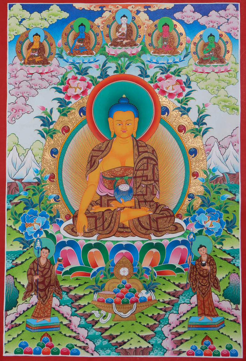 Shakyamuni Buddha Thangka Painting-5 Buddha Painting for wall hanging