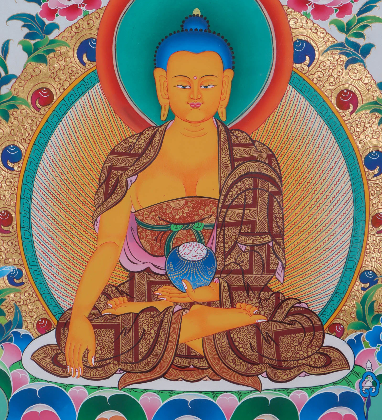 hakyamuni Buddha Thangka Painting-5 Buddha Painting for wall hanging
