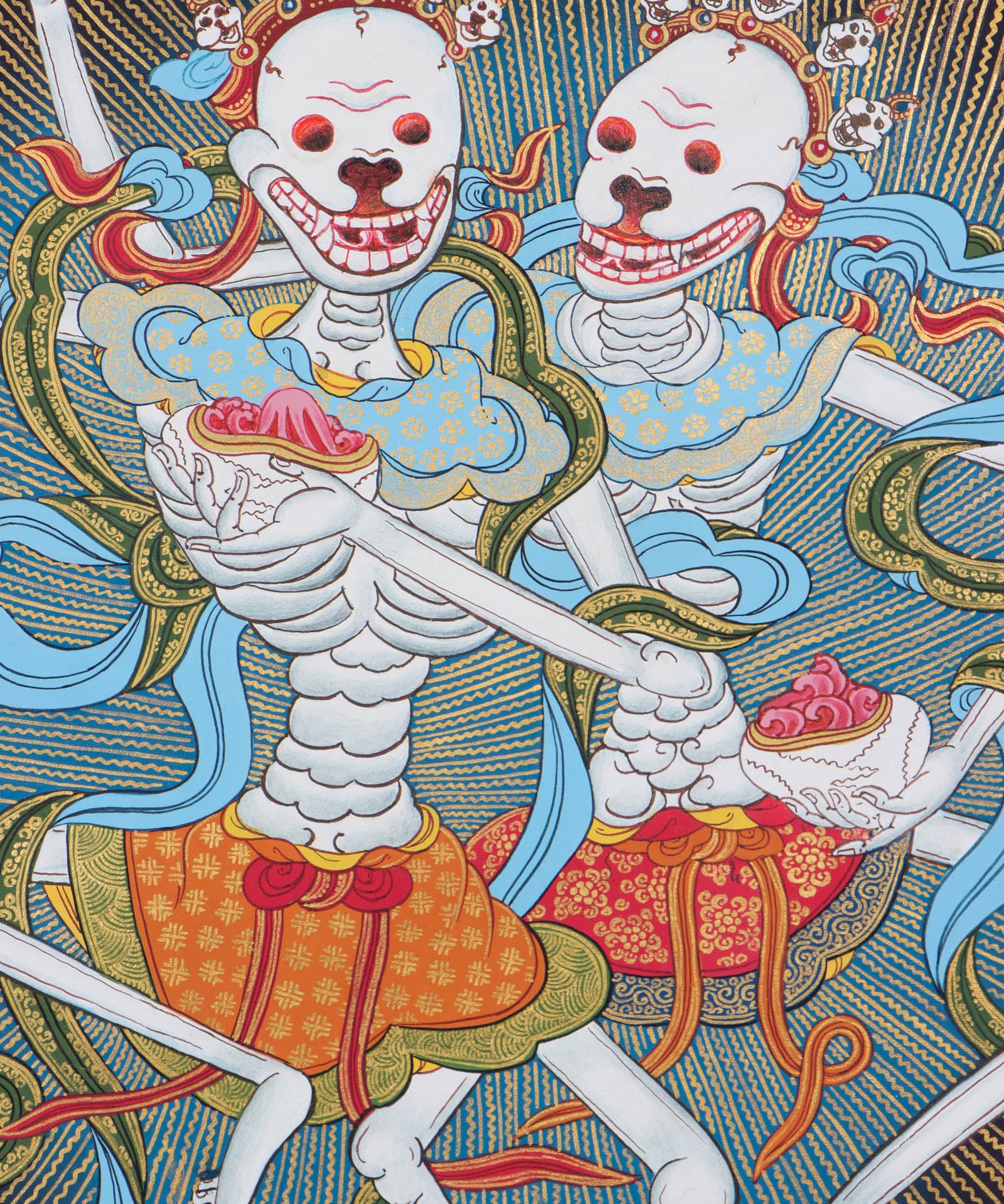 Citipati Thangka Art - Best handpainted skeleton dance thangka - Himalyas Shop