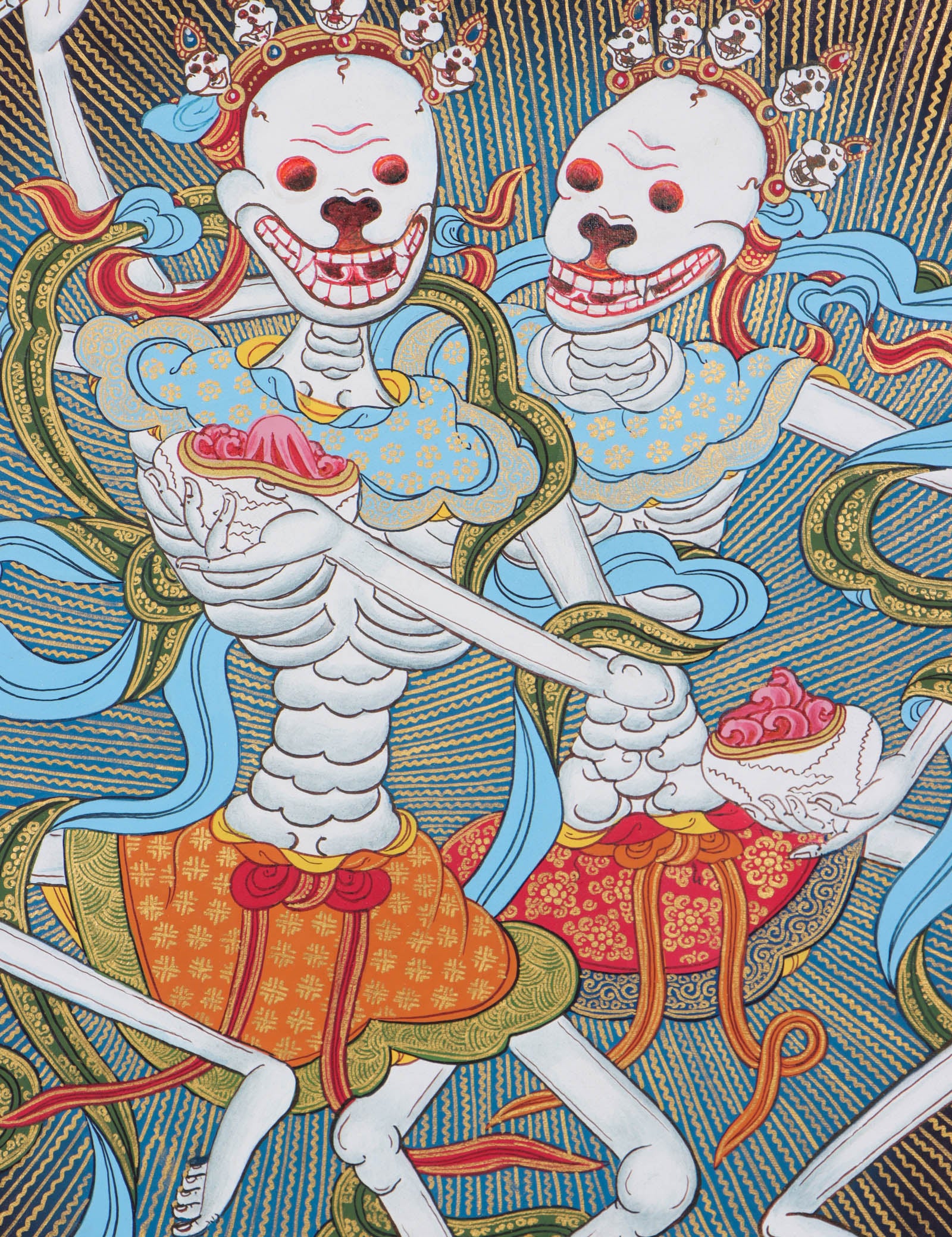 Citipati Thangka Art - Best handpainted skeleton dance thangka - Himalyas Shop