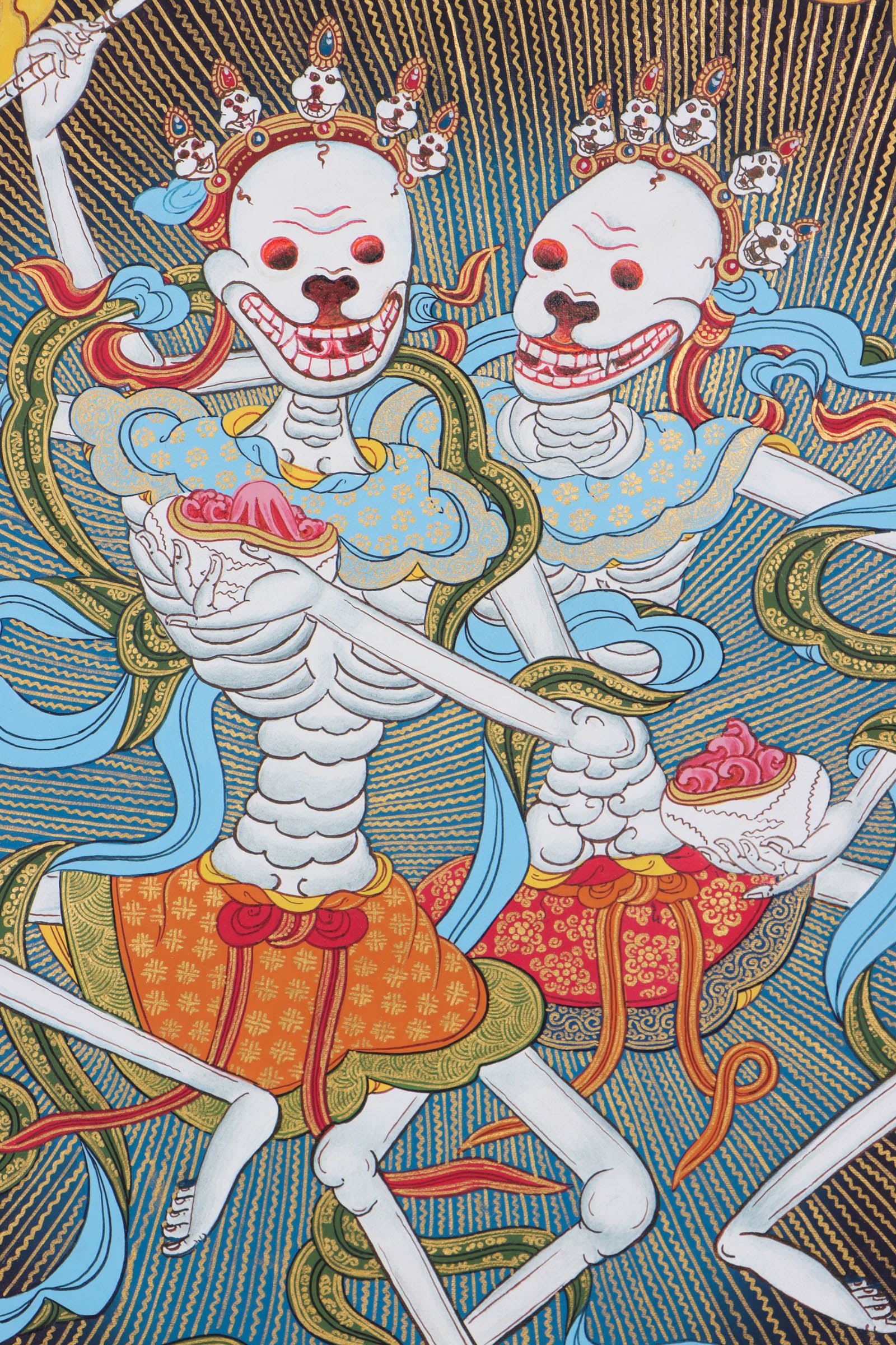 Citipati Thangka Art - Best handpainted skeleton dance thangka - Himalyas Shop