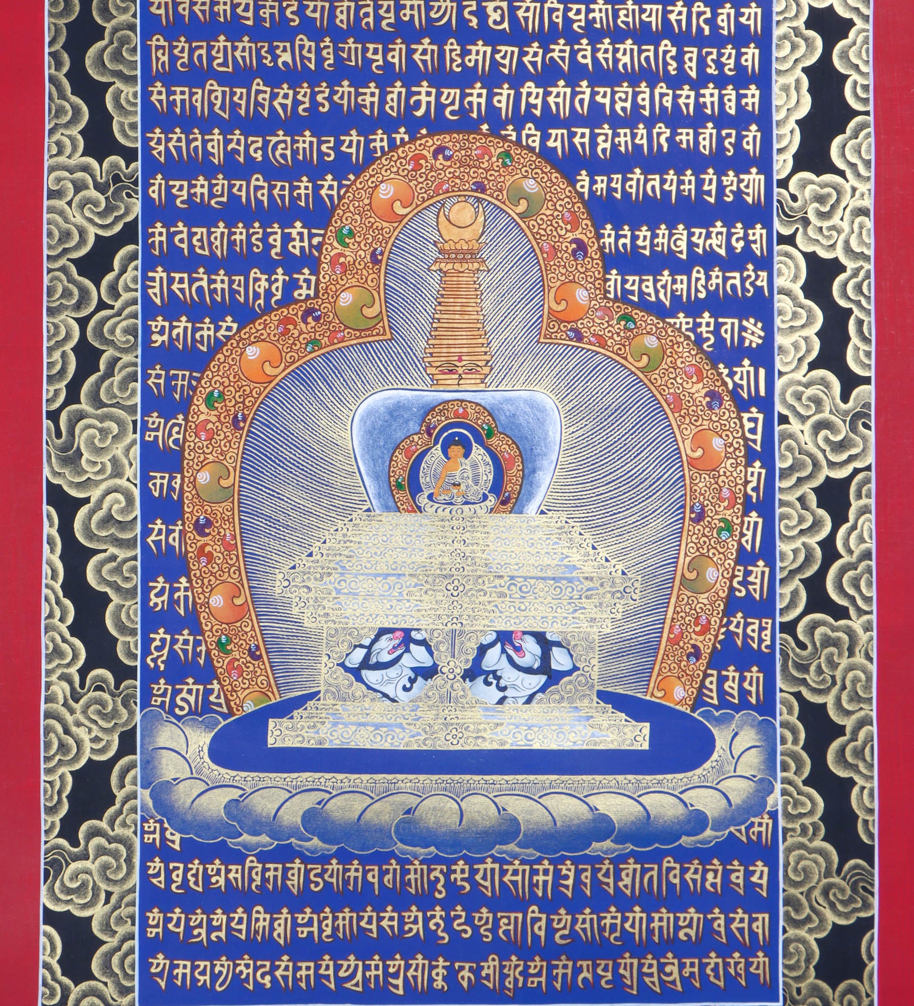 Stupa Mandala Thangka Painting with Shakyamuni Buddha