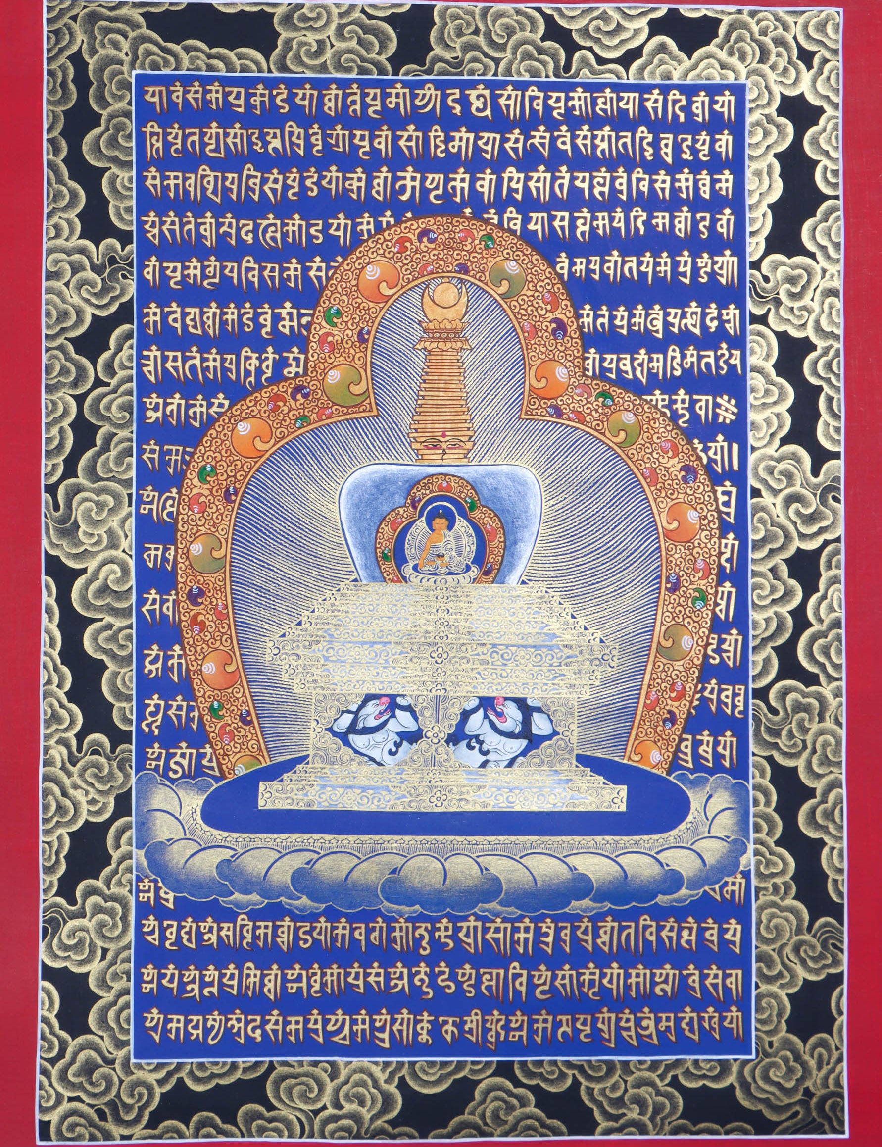 Stupa Mandala Thangka Painting with Shakyamuni Buddha