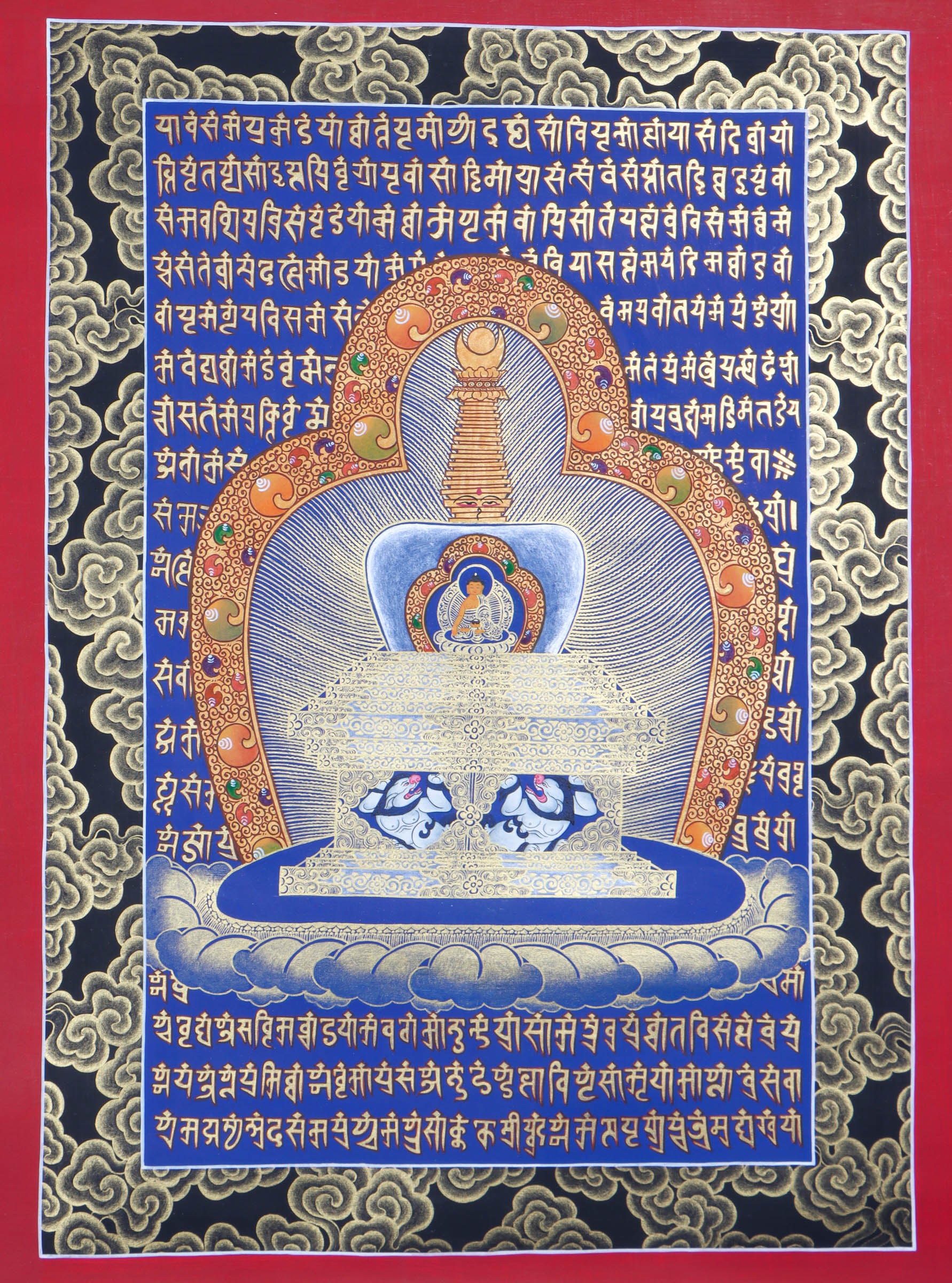 Stupa Mandala Thangka Painting with Shakyamuni Buddha
