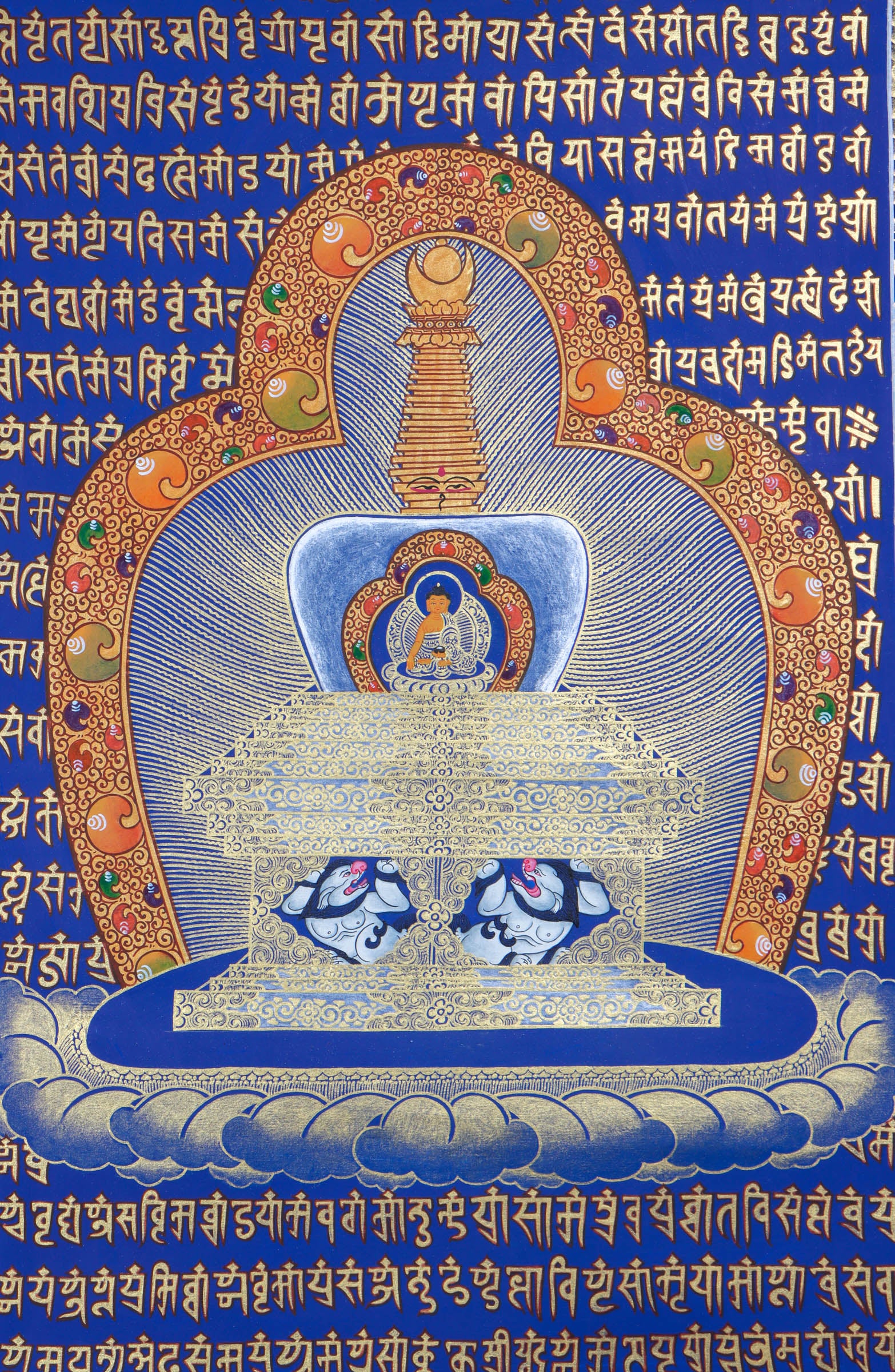 Stupa Mandala Thangka Painting with Shakyamuni Buddha
