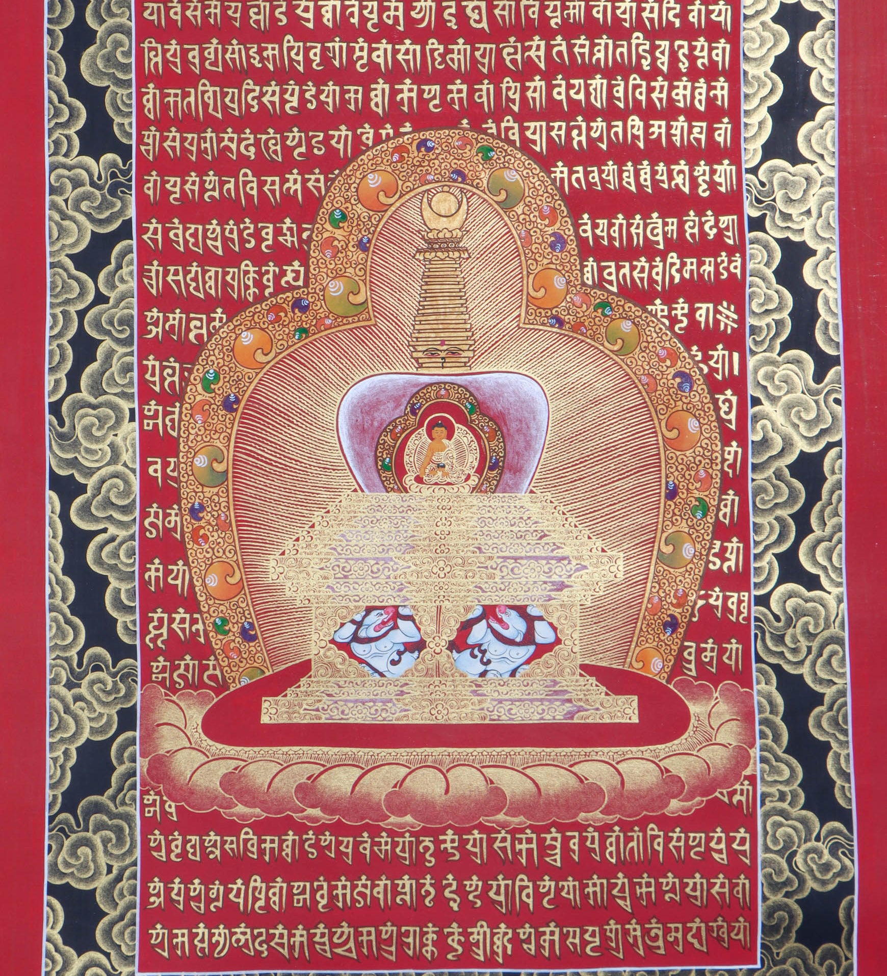 Stupa Mandala Thangka Painting with Shakyamuni Buddha