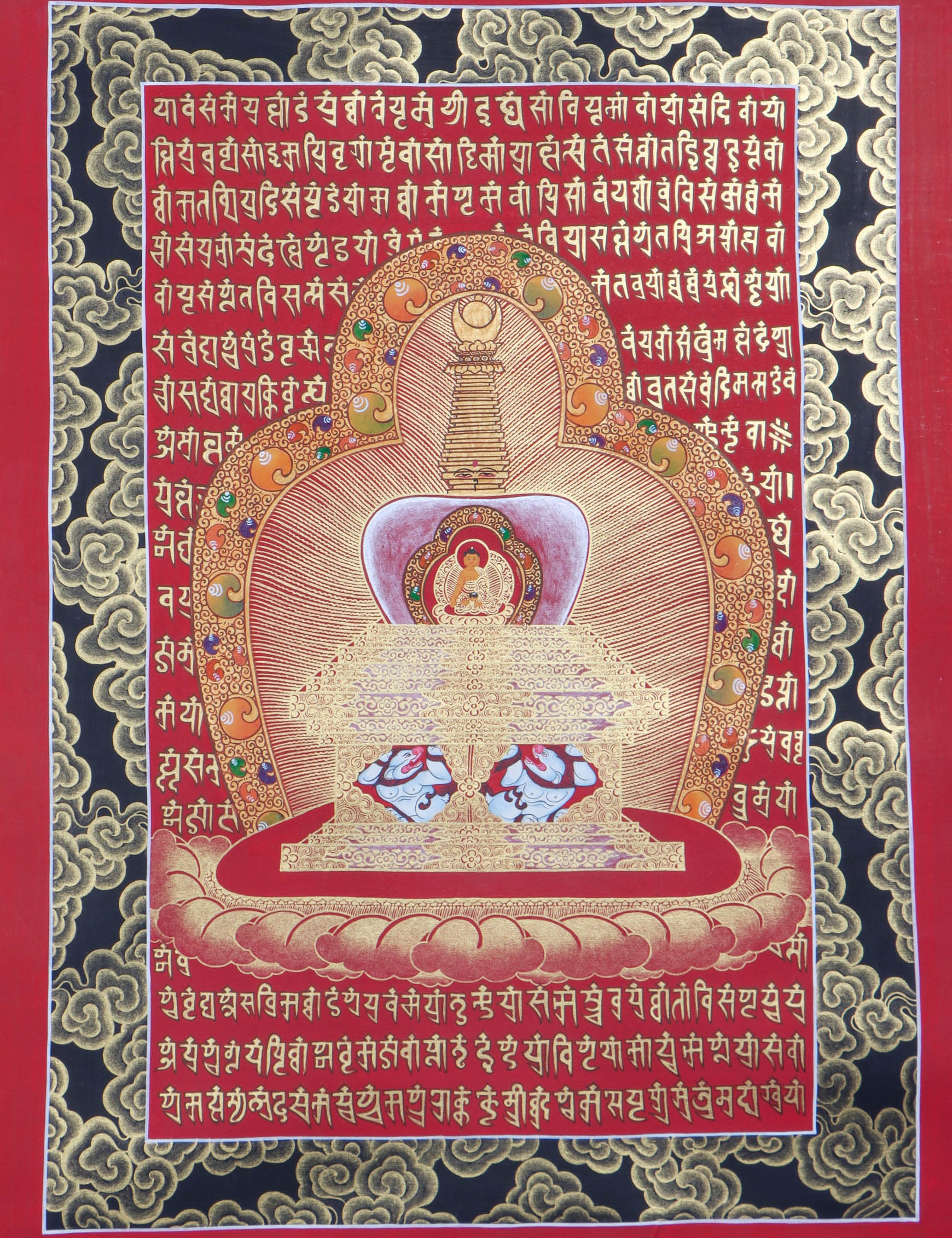 Stupa Mandala Thangka Painting with Shakyamuni Buddha