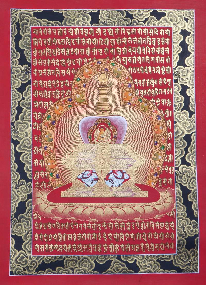 Stupa Mandala Thangka Painting with Shakyamuni Buddha