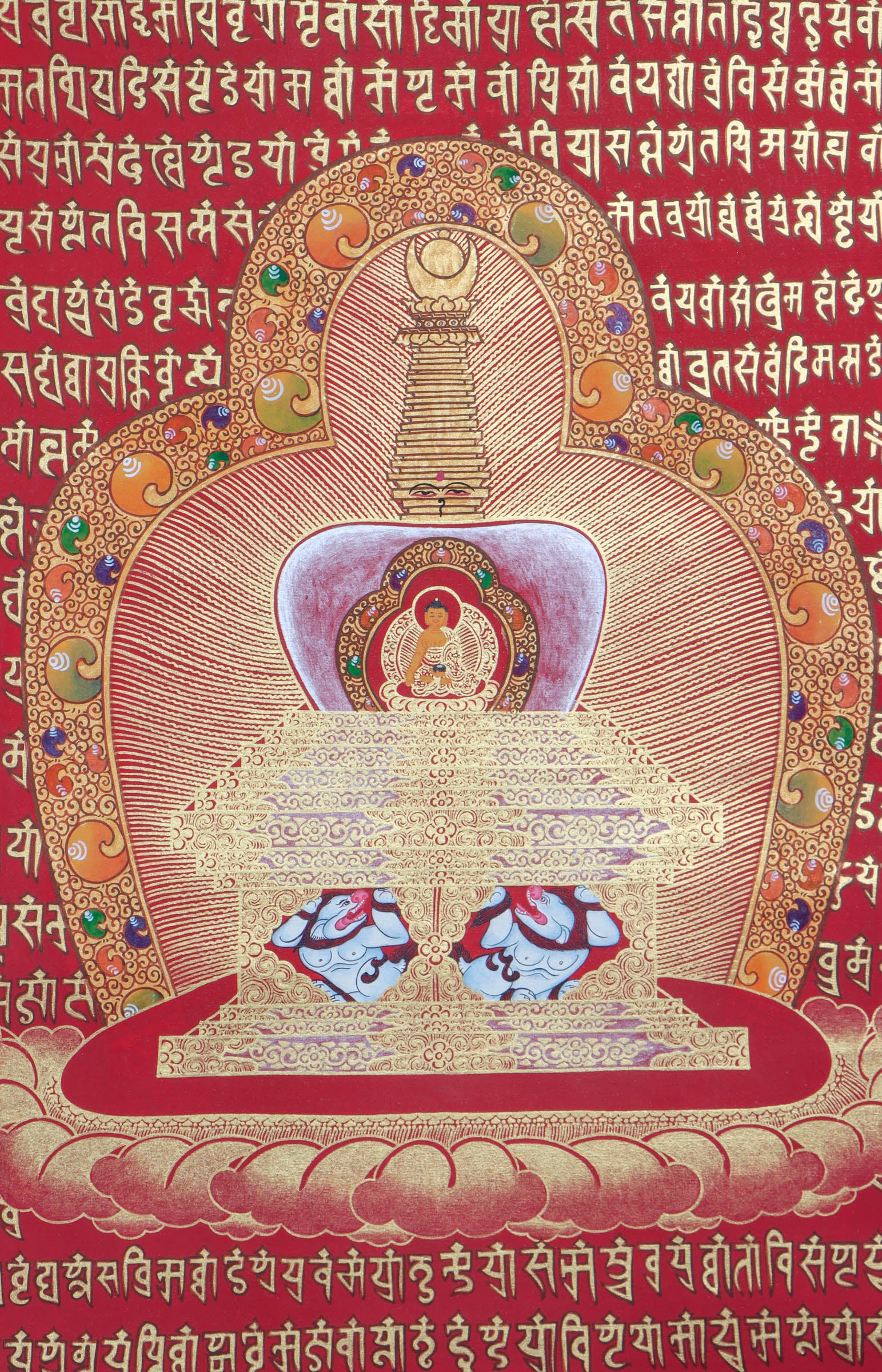 Stupa Mandala Thangka Painting with Shakyamuni Buddha