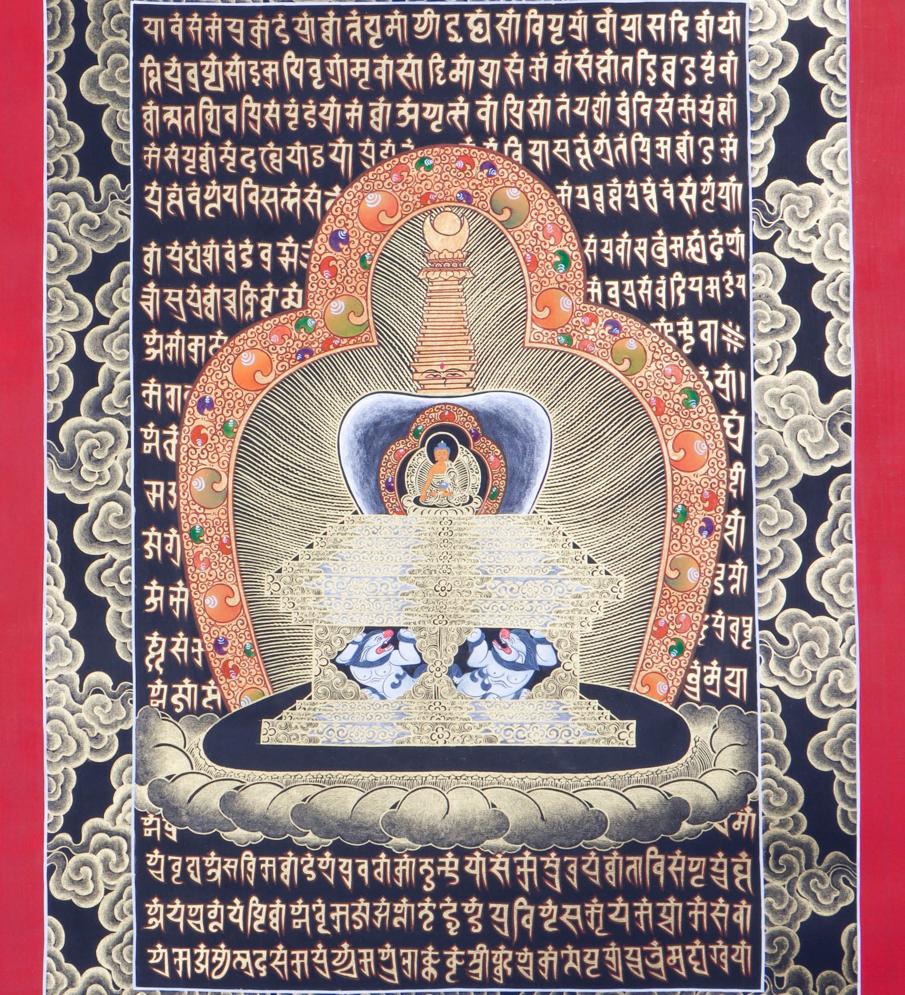 Stupa Mandala Thangka Painting with Shakyamuni Buddha