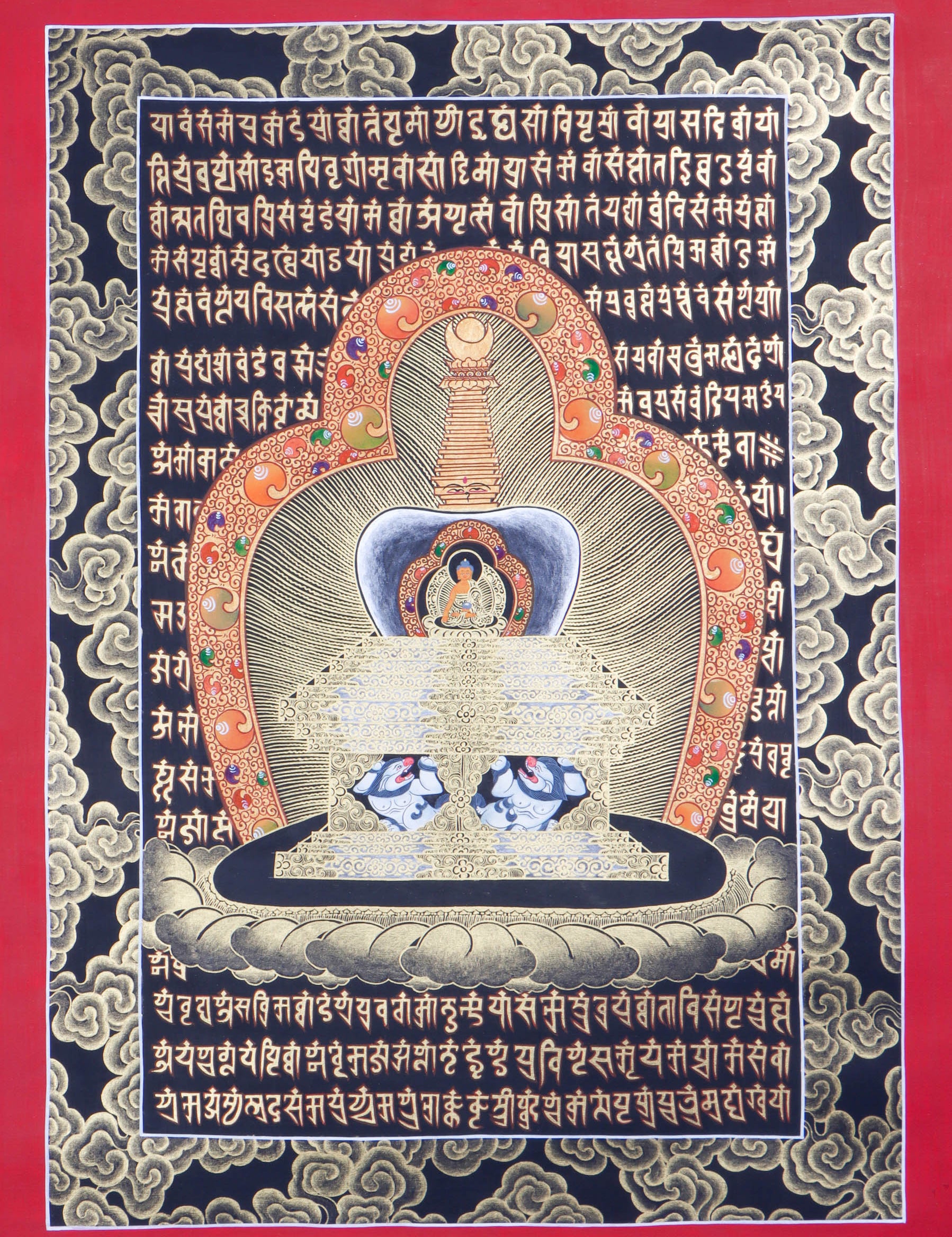 Stupa Mandala Thangka Painting with Shakyamuni Buddha