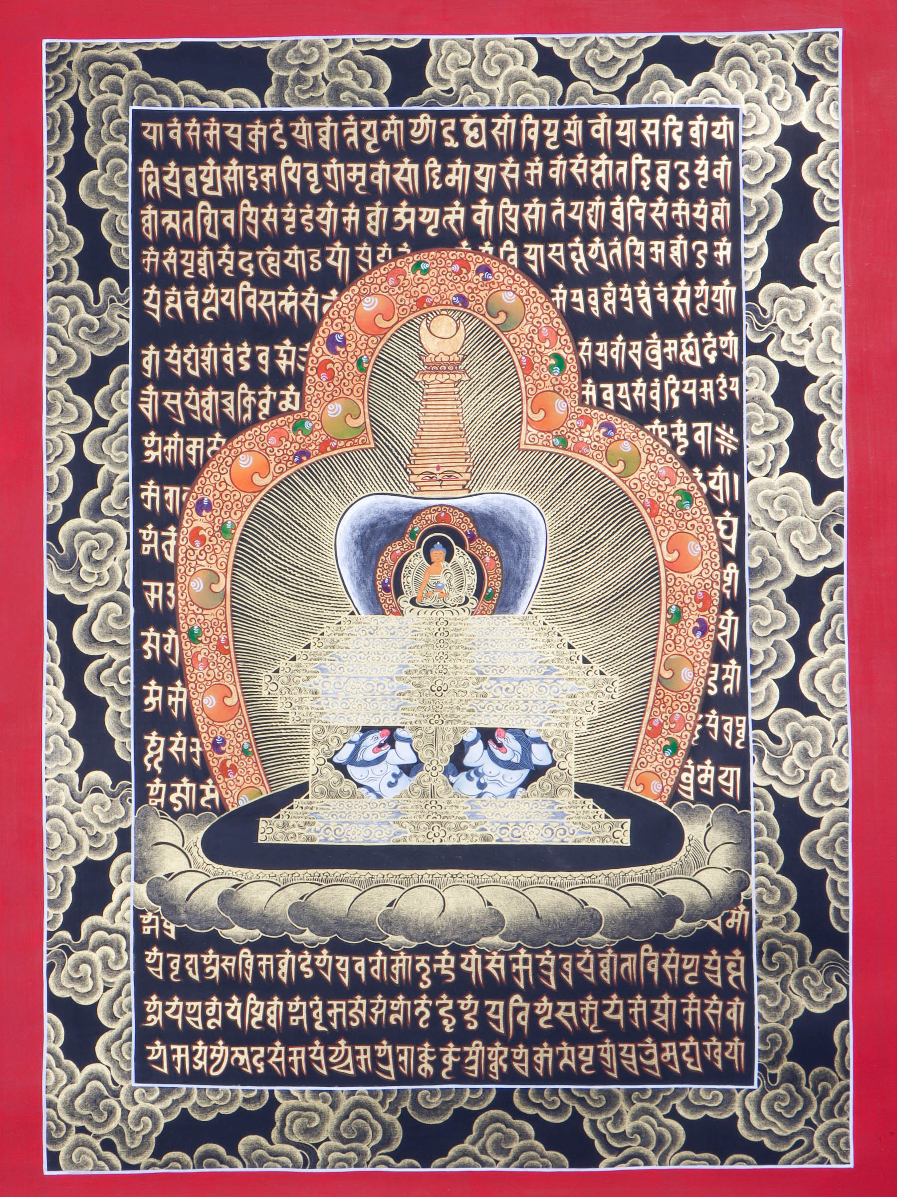 Stupa Mandala Thangka Painting with Shakyamuni Buddha