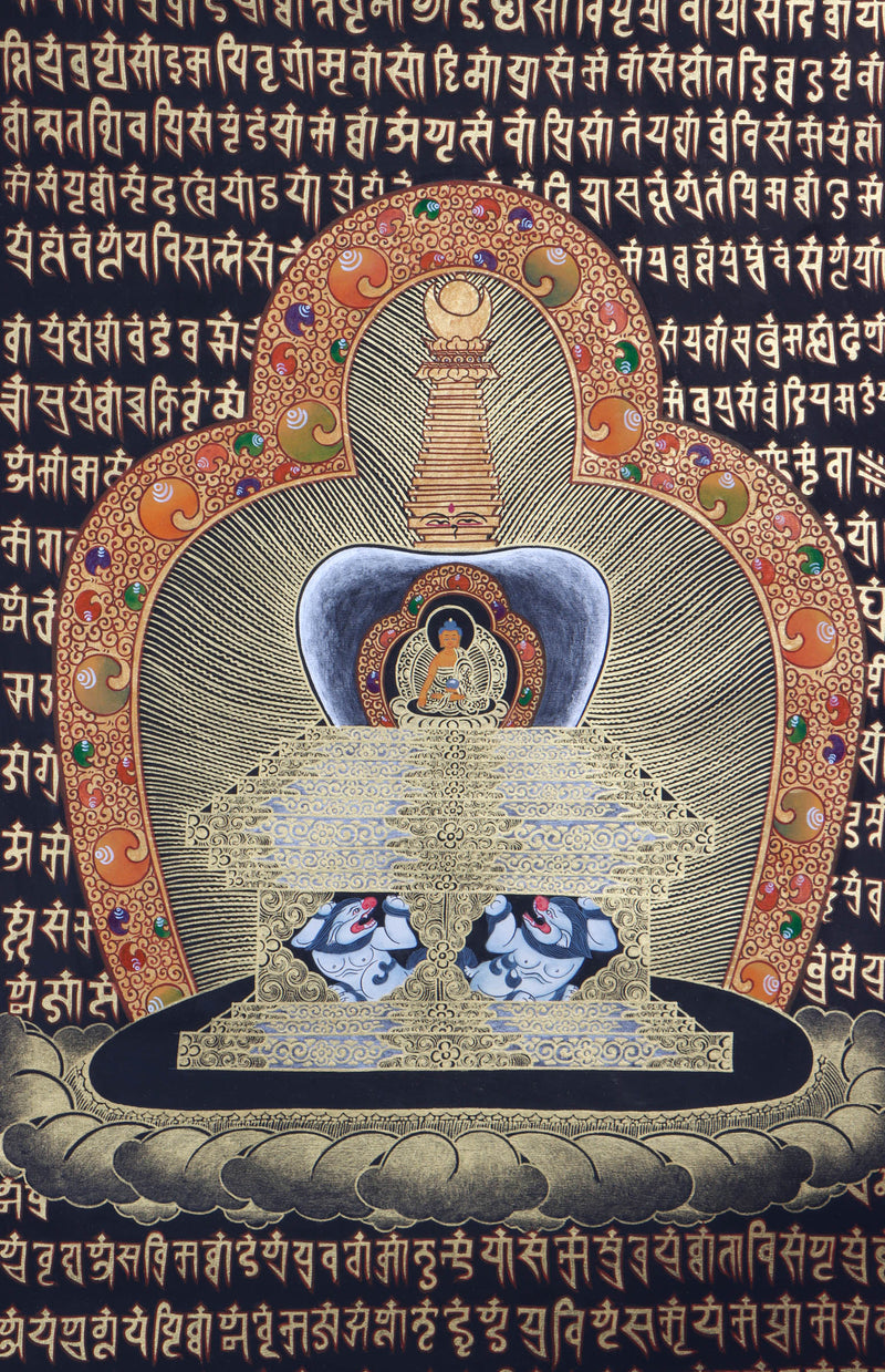 Stupa Mandala Thangka Painting with Shakyamuni Buddha