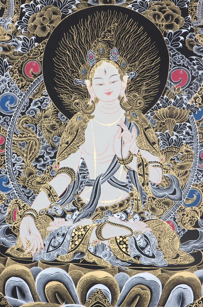 Seven Eyes Bodhisattva - White Tara thangka painting - Himalayas Shop 