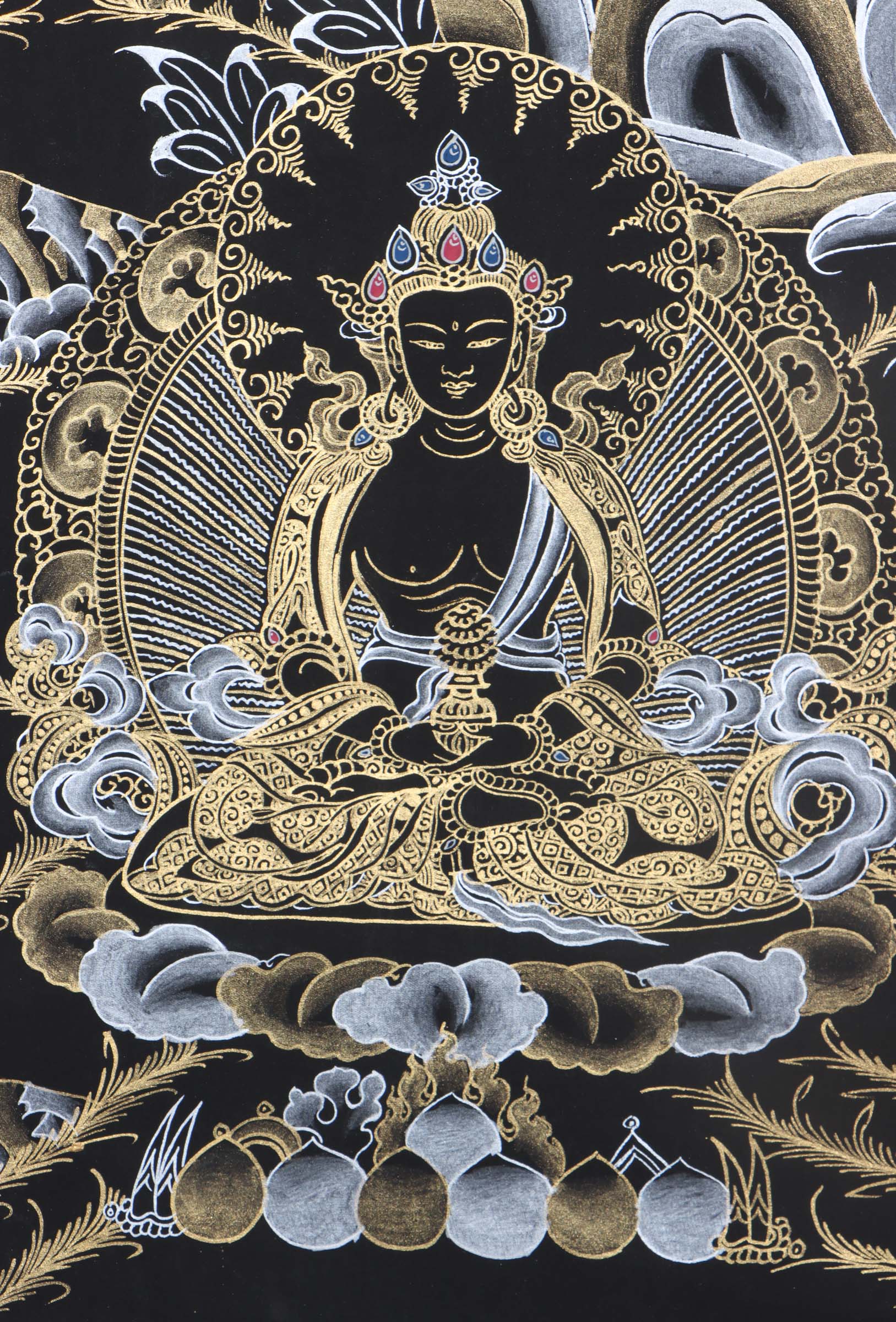 Seven Eyes Bodhisattva - White Tara thangka painting - Himalayas Shop 