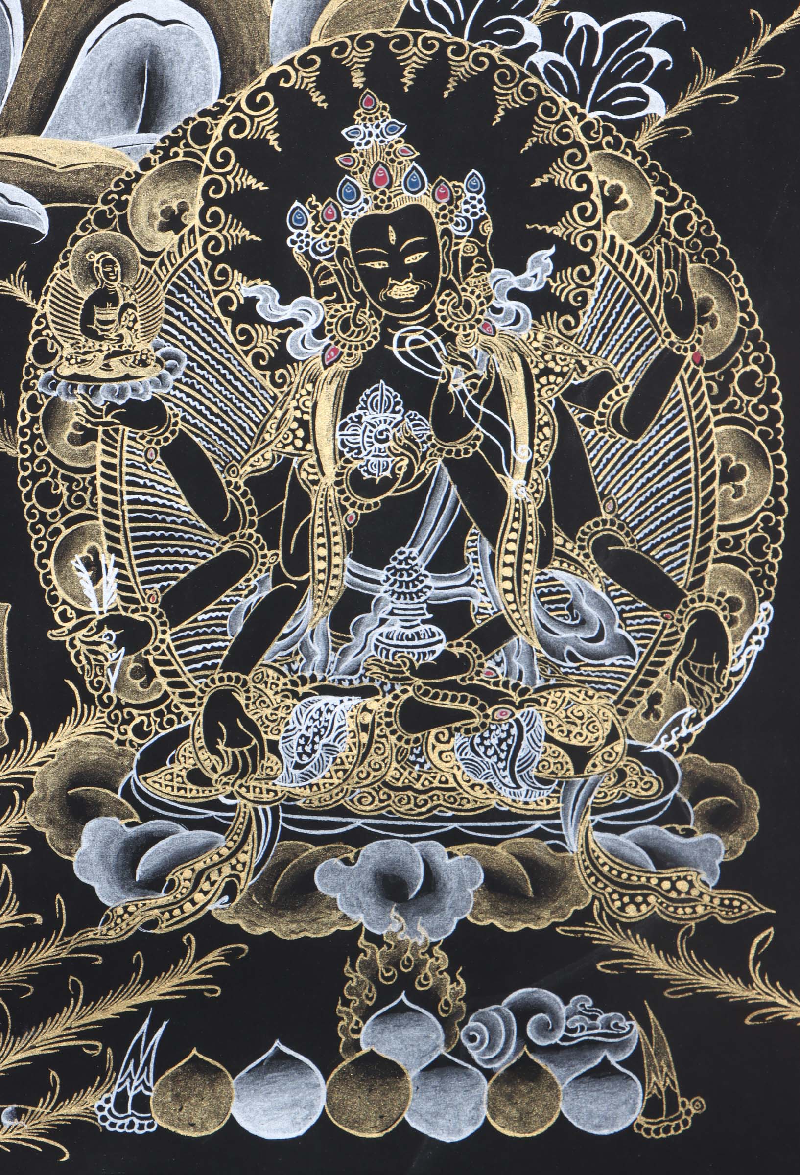Seven Eyes Bodhisattva - White Tara thangka painting - Himalayas Shop 